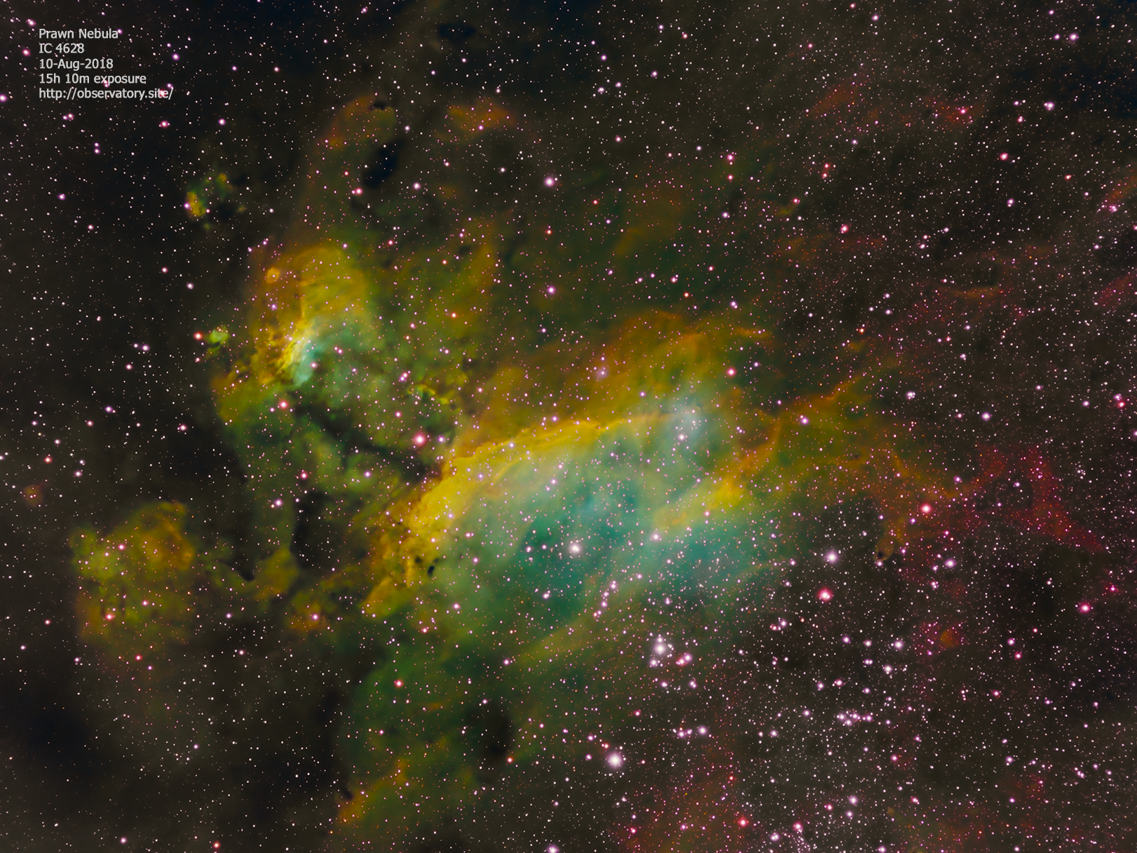 Prawn Nebula in Emission Line Color